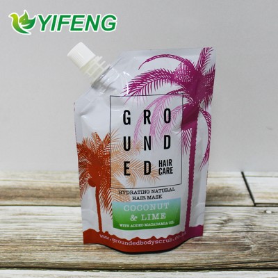 Stand Up With Drinking Printed Liquid Water Spouted Flexible Packaging Bag Spout Pouch For Fruit Juice Packing