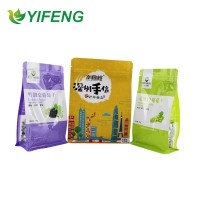 flat bottom plastic packaging bag stand up pouch customized printing with zipper lock